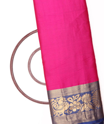 Magenta Color Double Side Border Brocade Silk Fabric